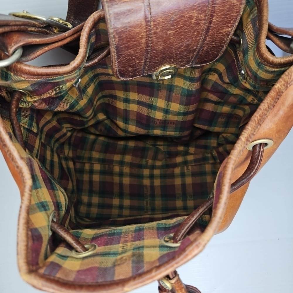 Vintage Marino Orlandi Large Leather Drawstring Bucket Tote Bag Authentic Design - Picture 13 of 14